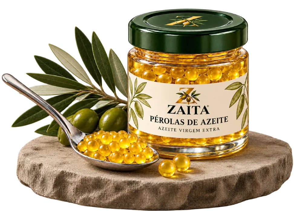 Frasco ZAITA de Pérolas de Azeite com colher